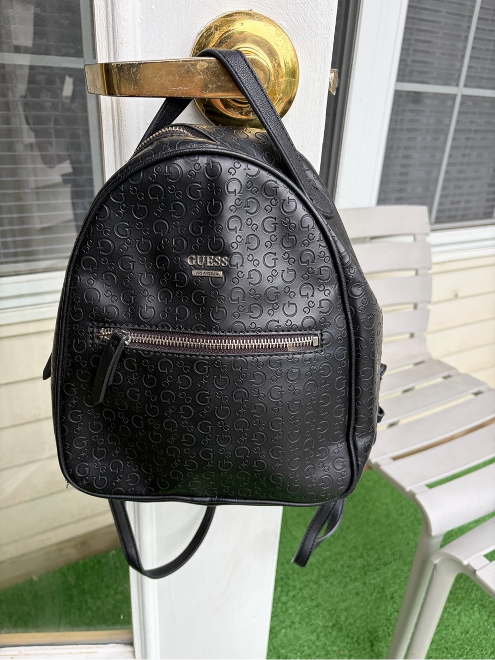 GUESS Black Embossed Logo Mini Backpack